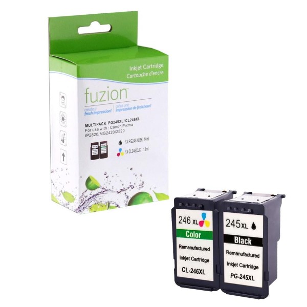 High quality remanufactured canon pg245xl cl246xl black cyan magenta yellow ink cartridge set in Canada