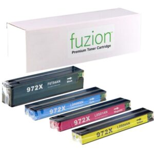 High quality remanufactured hp 972x black cyan magenta yellow high yield ink cartridge set in Canada