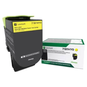 original lexmark oem 71b1hy0 yellow high yield toner
