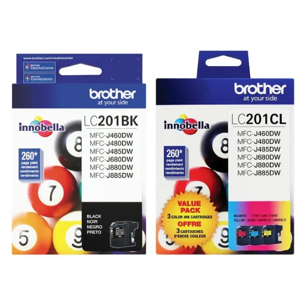 Original Brother LC201 BK/C/M/Y Ink Combo