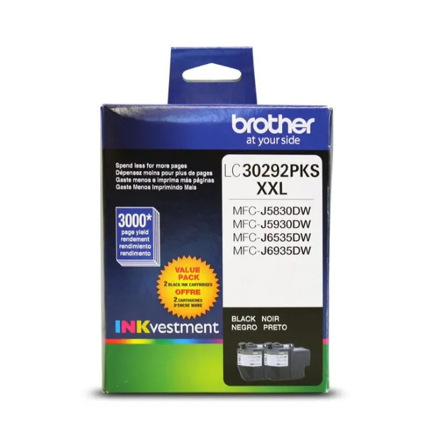 Original Brother LC30292PKS Black Extra High Yield Ink 2 Packs