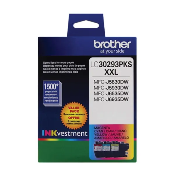 Original Brother LC30293PKS C/M/Y Extra High Yield Ink Combo