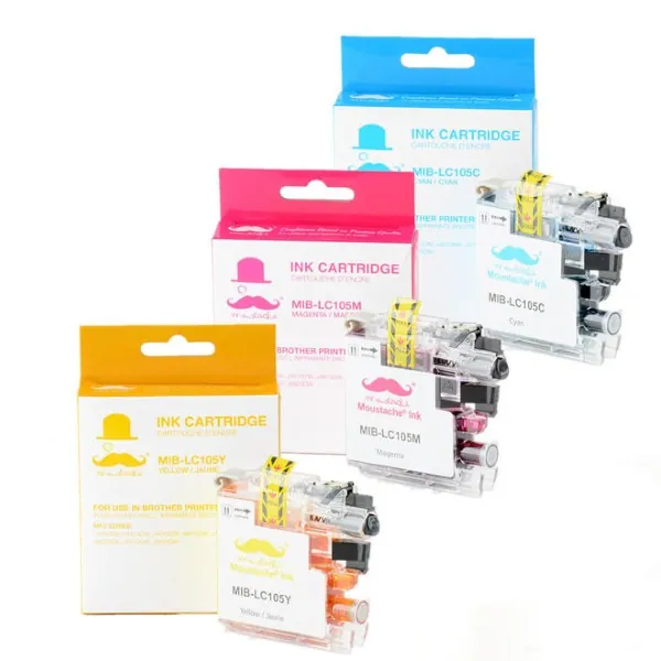 Moustache Compatible Brother LC105 C/M/Y Extra High Yield Ink Cartridge Combo