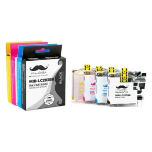 Moustache Compatible Brother LC203 BK/C/M/Y High Yield Ink Cartridge Combo