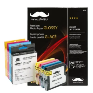 Moustache Compatible Brother LC51 BK/C/M/Y Ink Cartridge Combo & Photo Paper Glossy