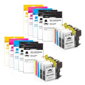 Moustache Compatible Brother LC65 Black Ink Cartridge 4 Packs & C/M/Y Ink Cartridge 2 Packs Combo