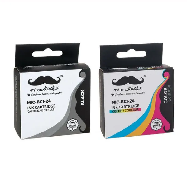 Moustache Compatible Canon BCI-24 Black & Color Ink Cartridge Combo
