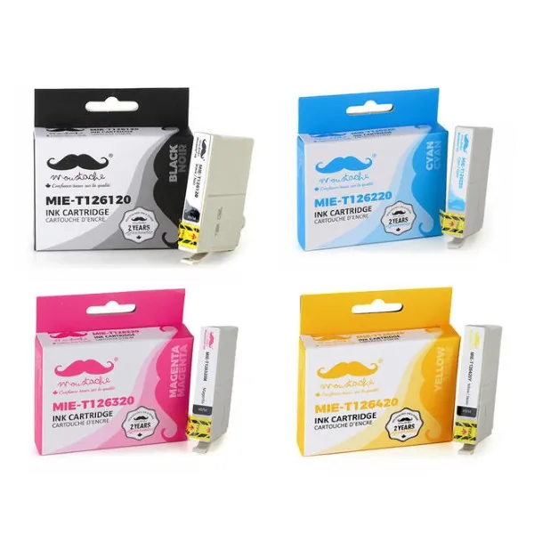 Moustache Compatible Epson 126 / T126 BK/C/M/Y High Yield Ink Cartridge