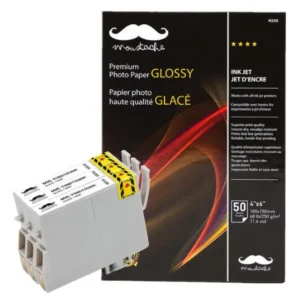 Moustache Compatible Epson T060120BK Black Ink Cartridge w/50 Sheets Photo Paper 4"x6"
