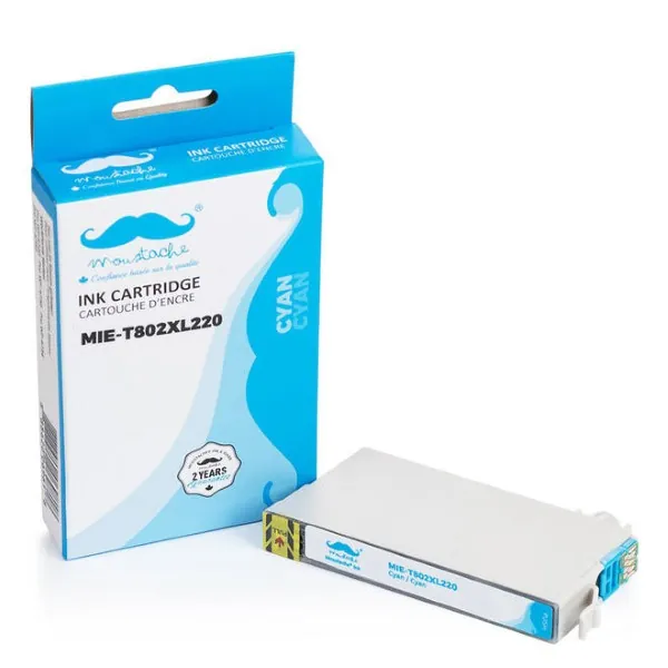 Moustache Remanufactured Epson 802 / T802XL220-S Cyan High Yield Ink Cartridge