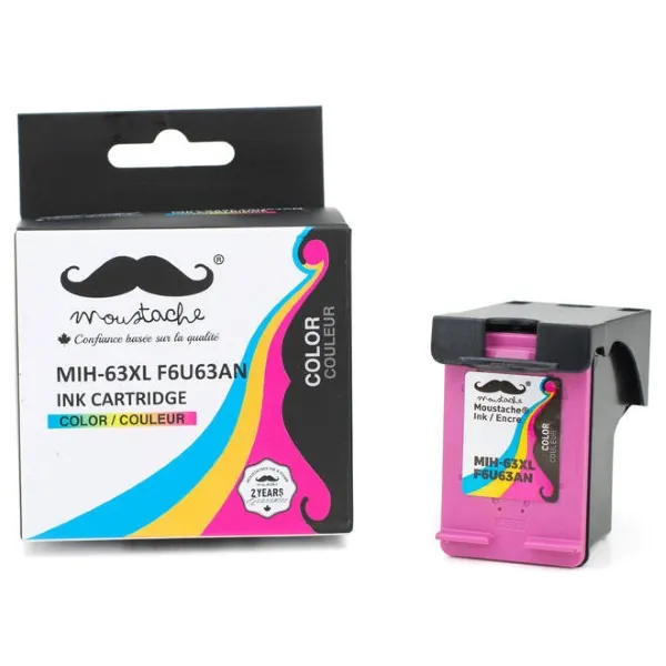 Moustache Remanufactured HP 63XL / F6U63AN Tri-Color High Yield Ink Cartridge