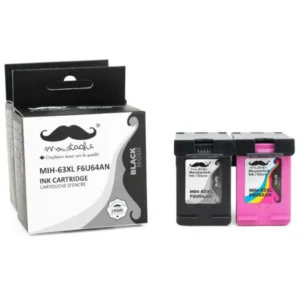 Moustache Remanufactured HP 63XL / F6U64AN / F6U63AN Black & Color High Yield Ink Cartridge Combo