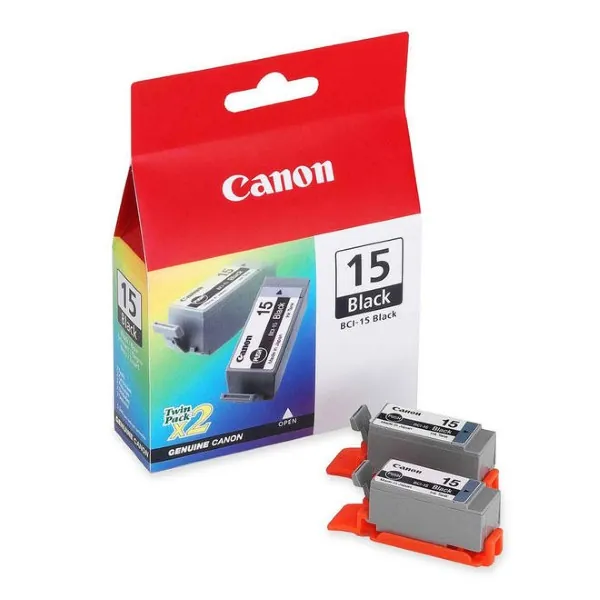 Original Canon BCI-15 / 8190A003 Black Ink Cartridge 2 Packs