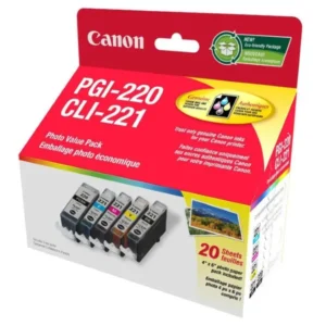 Original Canon PGI-220 / 2945B007 Black Ink & CLI-221 BK/C/M/Y Ink Photo Value Pack
