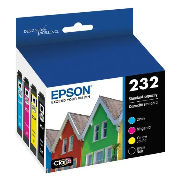 Original Epson T232XL-BCS / T232XL Black High Yield Ink & T232 C/M/Y Ink Combo