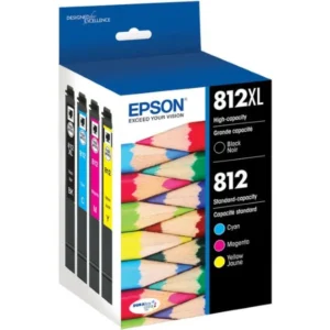 Original Epson T812XL / T812XL-BCS Black High Yield Ink & C/M/Y Ink Combo