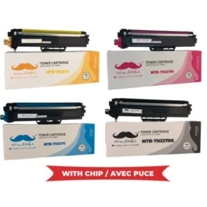 Moustache Compatible Brother TN227 BK/C/M/Y High Yield Toner Cartridge Combo w/Chip