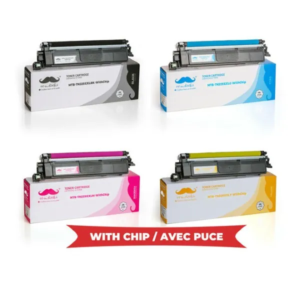 Moustache Compatible Brother TN229XXL BK/C/M/Y Super High Yield Toner Cartridge Combo