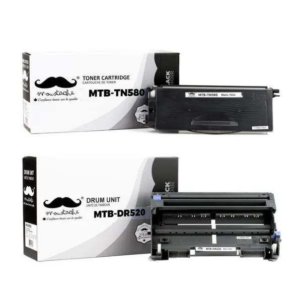 Moustache Compatible Brother TN580 DR520 Black Toner Cartridge & Drum Combo