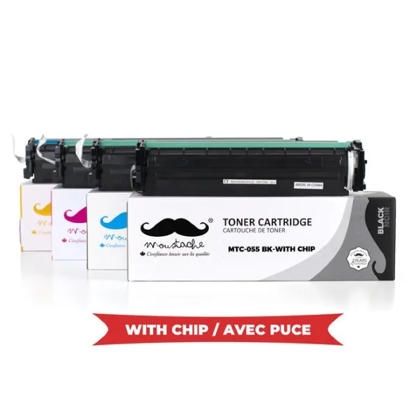 Moustache Compatible Canon 055 BK/C/M/Y Toner Cartridge Combo w/Chip