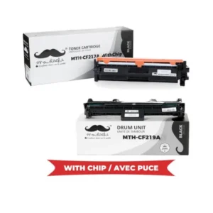Moustache Compatible HP 17A 19A CF217A CF219A Black Toner Cartridge & Drum Combo w/Chip
