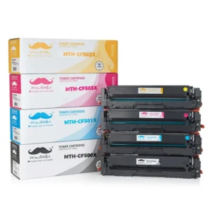 Moustache Compatible HP 202X CF500X CF501X CF502X CF503X BK/C/M/Y High Yield Toner Cartridge Combo