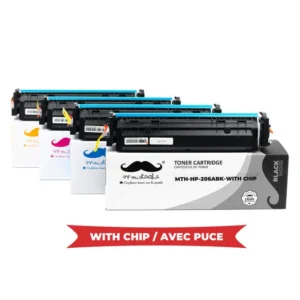 Moustache Compatible HP 206A BK/C/M/Y Toner Cartridge Combo w/Chip