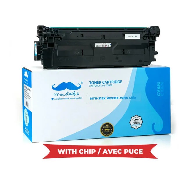 Moustache Compatible HP 213X W2131X Cyan High Yield Toner Cartridge w/Chip