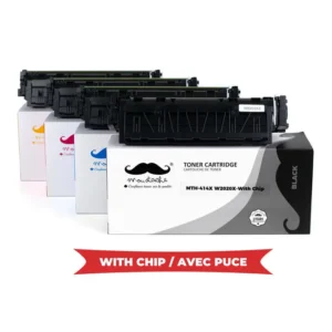 Moustache Compatible HP 414X BK/C/M/Y High Yield Toner Cartridge Combo w/Chip