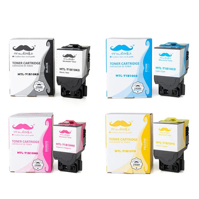 Moustache Compatible Lexmark 71B10K0 71B10C0 71B10M0 71B10Y0 BK/C/M/Y Toner Cartridge Combo