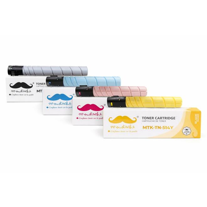 Moustache Remanufactured Konica Minolta TN-514 BK/C/M/Y Premium Toner Cartridge Combo
