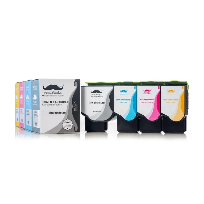 Moustache Remanufactured Xerox 006R04364 006R04365 006R04366 006R04367 BK/C/M/Y Toner Cartridge Combo w/Chip